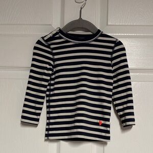 Striped Navy and White Kids Rash Guard